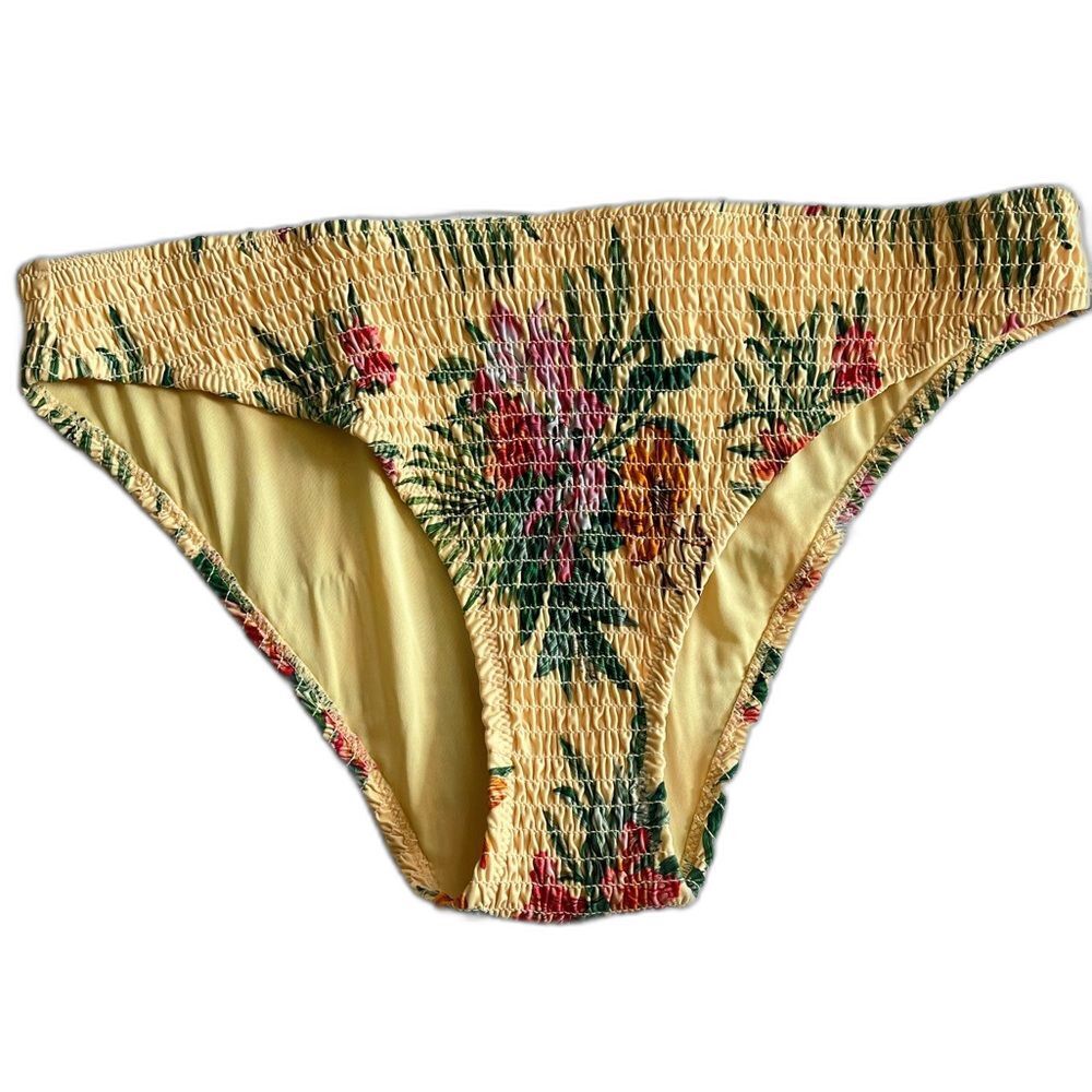 NWOT H&M light yellow floral bikini bottoms size 16
